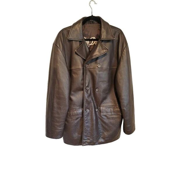 Walter Davoucci Double Breasted Blazer men's Leather Coat SzLarge - Picture 2 of 12